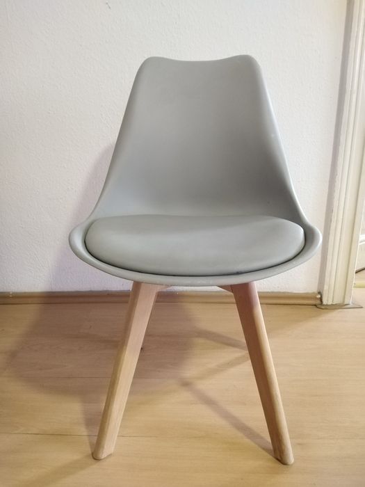 Krzesło do jadalni plastikowe szare i białe