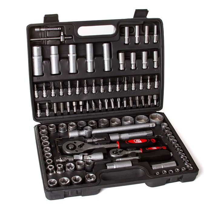 ZESTAW KLUCZY NASADOWYCH Narzędzi Klucze Nasadowe 108EL. Walizka Bity