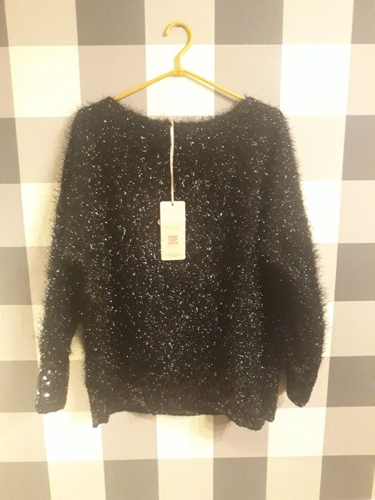 NOWY sweter czarny błyszczący elegancki