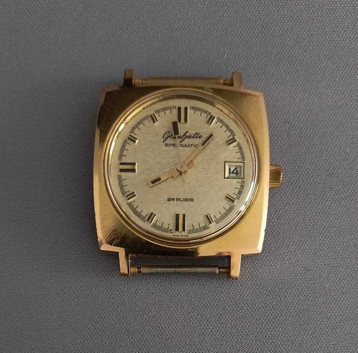 Stary pozłacany zegarek męski Glashutte Spezimatic