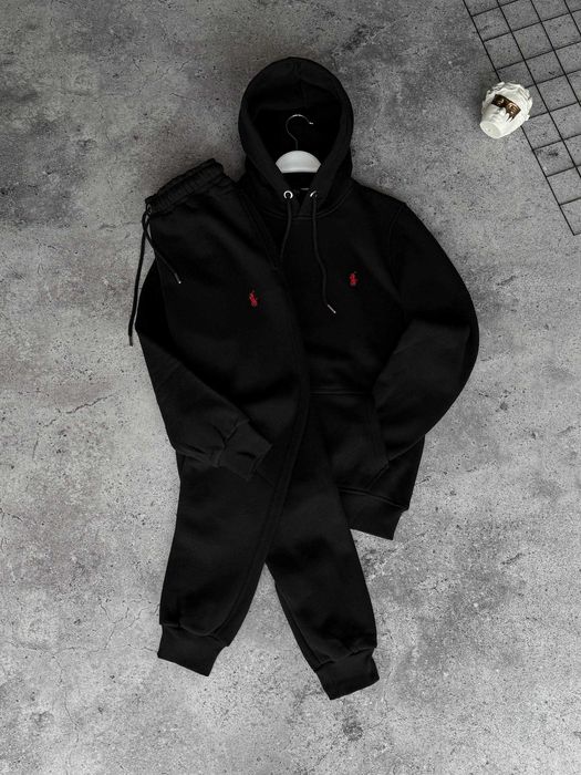 Костюм зимовий POLO Ralph Lauren Black на флісі штани і худі i57