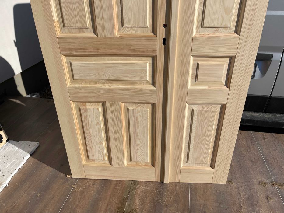 Drzwi drewniane dwuskrzydłowe OD RĘKI 118X212 L CAŁA POLSKA NIETYPOWE