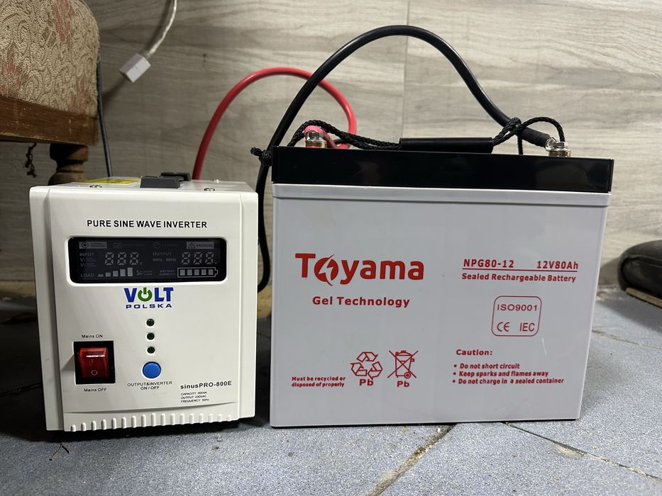 Інвертор volt polska 800 w ват безперебійник на котел 4-5 год комплект