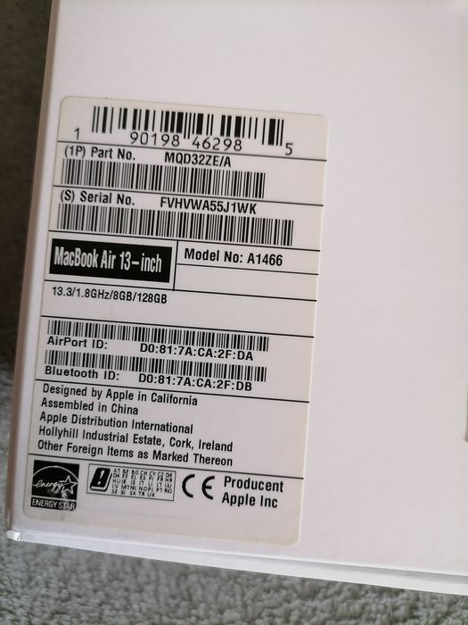 MacBook Ideał 13 A1466 i5 5 gen 8GB/128GB SSD 2017/22r 77 cykli