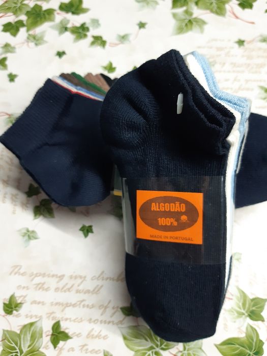 14 pares de meias curtas em algodão, menino e menina