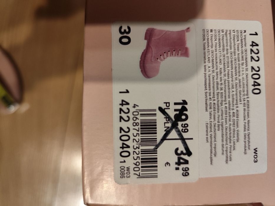 Buty zimowe dziewczęce rozm. 30 - 20cm