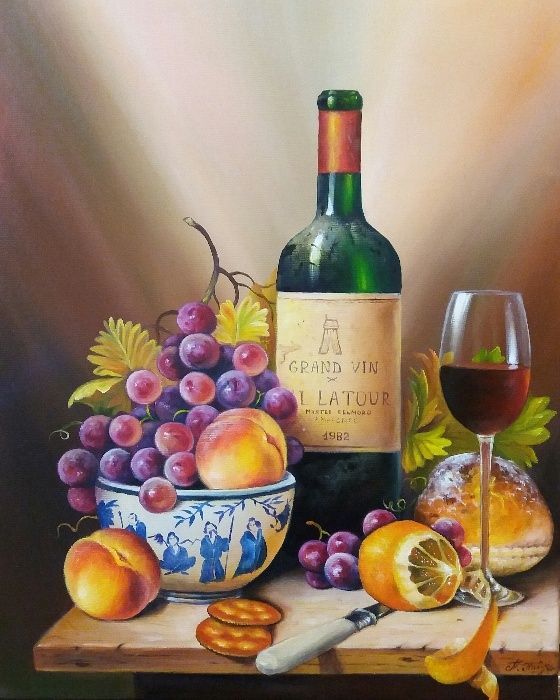 Картина маслом "Вино" ( прованс) серия "Осеннее настроение 2017"