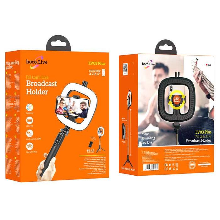 Tripé para Telemóvel para Live e Streaming Hoco LV03 Plus