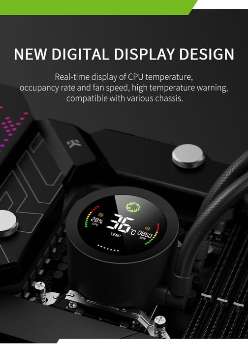 GameMax IceBurg 240V Digital BK, płynna chłodnica procesora 240mm ARGB