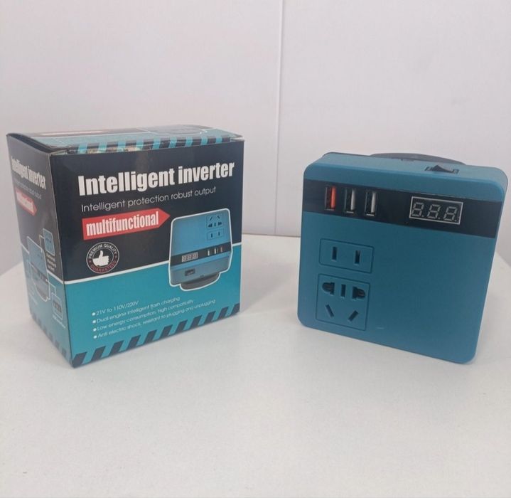 Перетворювач напруги інвертор з розеткою 220В та USB працює від акумул