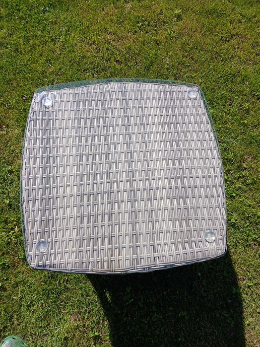 Stolik tarasowy ogrodowy Technorattan szklany gruby blat 50 x 50 Taras