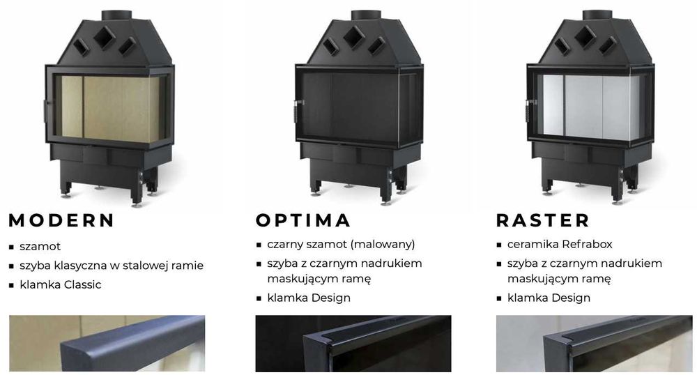 Wkład Kominkowy  Unico Dragon 2B Narożny
 Montażem