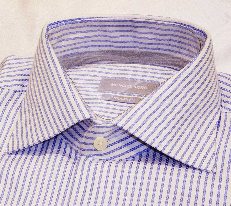 Michael Kors  koszula S/M 38 non iron 2-ply biała prążek ck stenstroms