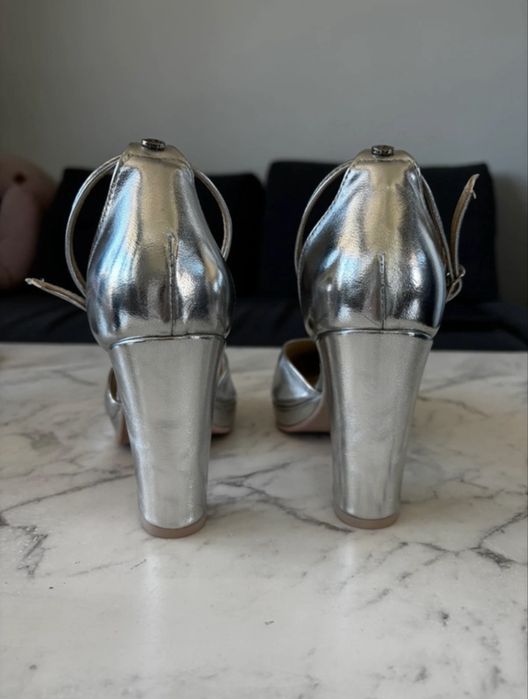 Buty srebrne nowe ślubne