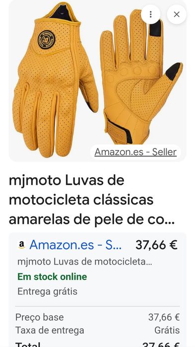 Luvas motard totalmente em pele tam M...