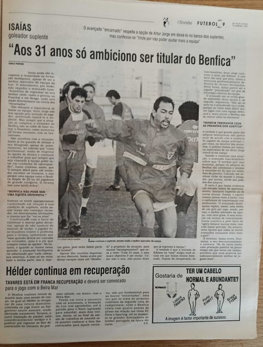 Jornal O Jogo de janeiro de 1995 - Luís Figo
