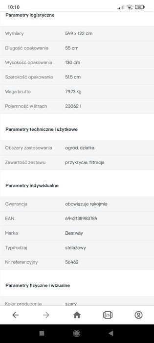 Basen Bestway 5,49 x 1,22 m z drabinką  Nowy, nie otwierany !!!