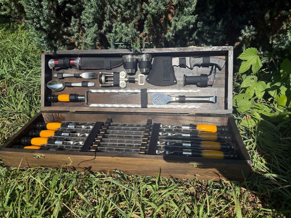 Набор шампуров в футляре кейсе на подарок мужчине парню мужу куму отцу