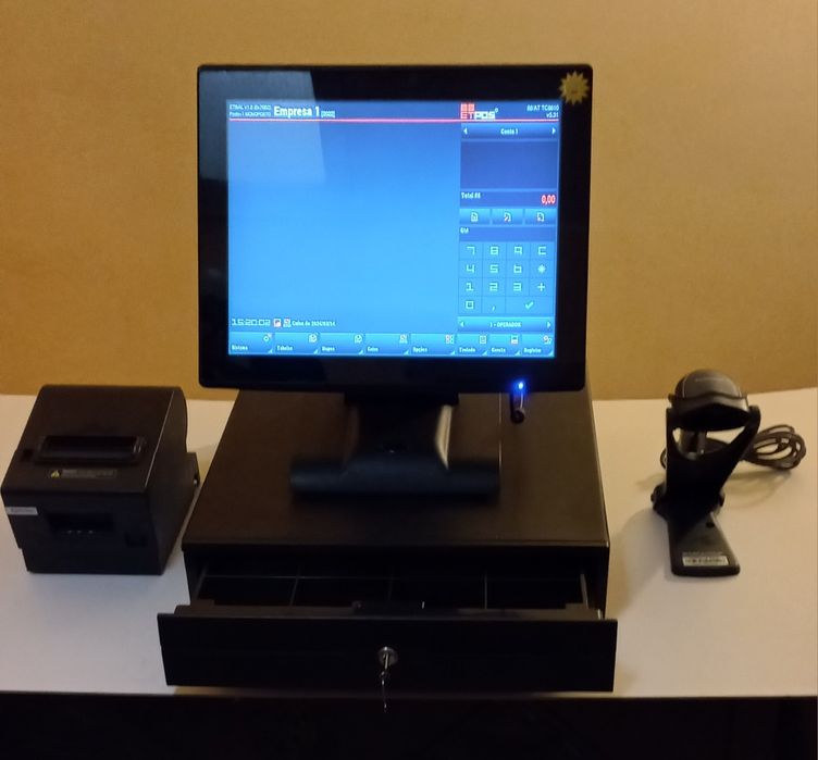 Terminal POS com impressora, scanner e gaveta