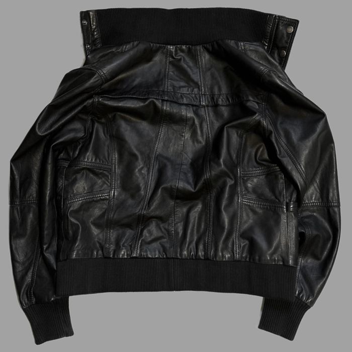 Шкіряна чорна куртка жіноча Vintage Archive 00ʼs Black Leather Aviator Bomber Jacket Y2K Utility Cargo ootd custom opium rap