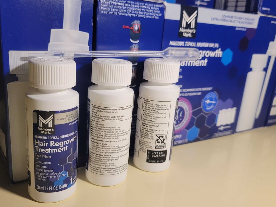 3x Frascos Minoxidil 5% Member’s Mark Líquido (3 Meses) – O "Gémeo" do Kirkland