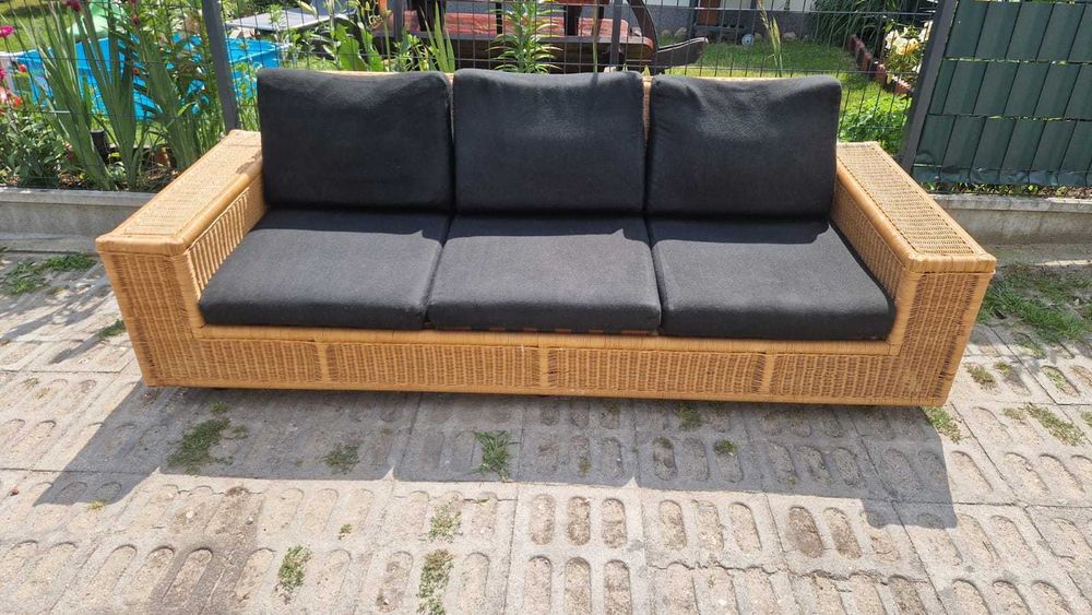Sofa rattanowa 3os funkcja spania z rattanu ogrodowa naturalna RATTAN