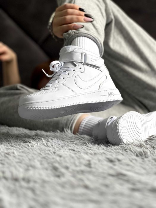 ТОП! Кросівки Найк Аір Форс ВИСОКІ білі 36-44 розміри! Air Force White