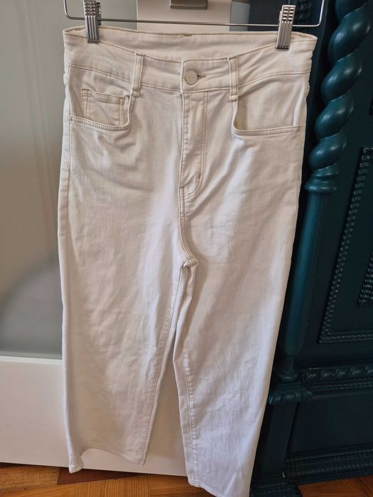 Calças brancas coulotte Massimo Dutti