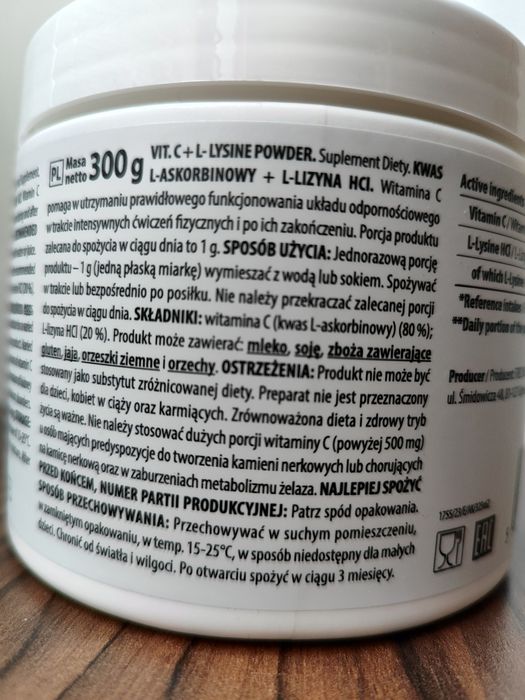 VIT. C + LYSINE – witamina C i lizyna w proszku 300g 7 treck