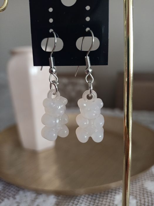 Kolczyki misie w kolorze mlecznym