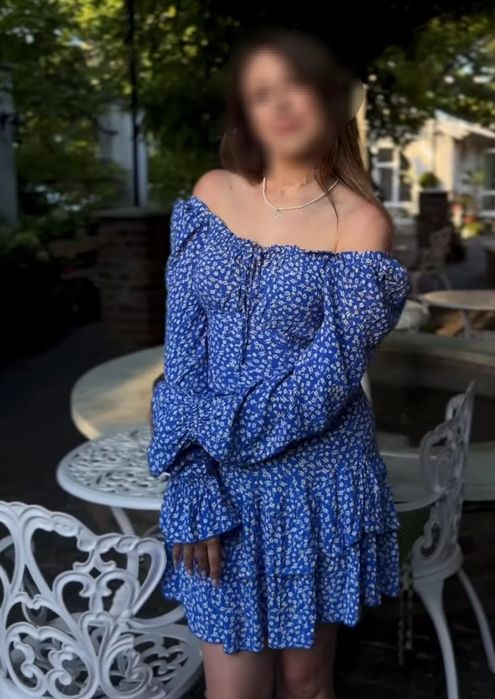 Літня сукня б/у блакитна у квіточку S