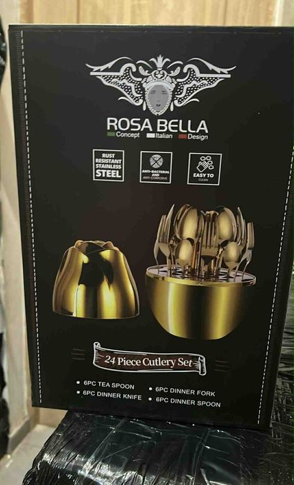 Zestaw sztućcy 24 elementy złote