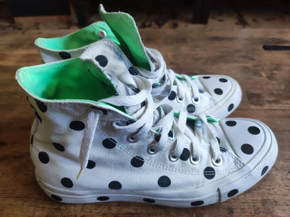 Converse, trampki r.37,5-38,biało-czarne kropki