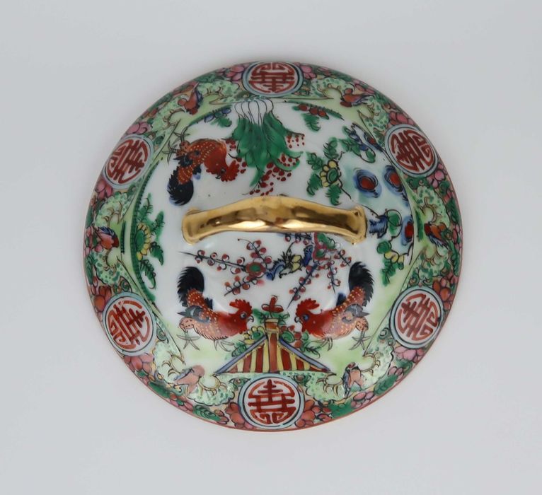 Manteigueira porcelana da China - Galos