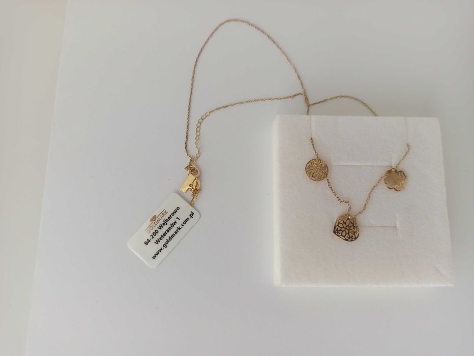 Złoty łańcuszek + 3 zawieszki - NOWY