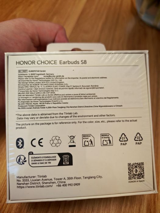 Nowe słuchawki bezprzewodowe Honor choice earbuds S8