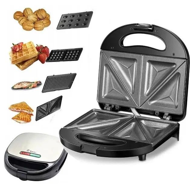 Мультипекарь 6 в 1 Domotec Бутербродница Вафельница Орешница , Гриль