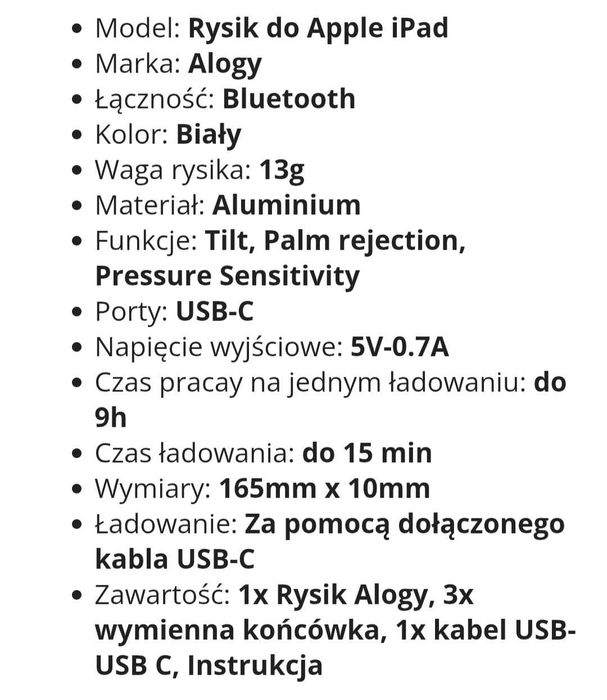 Aktywny rysik do tabletu