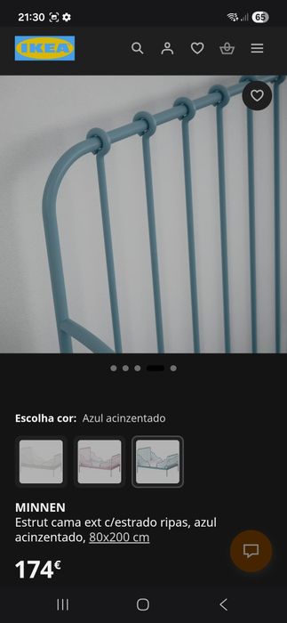 Cama extensível MINNEN 80cm×200 está completamente nova 
Estrut cama ext c/estrado ripas, azul acinzentado, 80x200 cm
174€