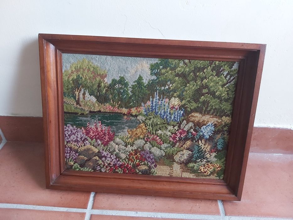 Quadro Ponto Cruz paisagem 50x40cm