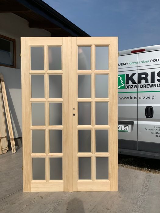 Drzwi wewnętrzne drewniane OD RĘKI dwuskrzydłowe lite Cała Polska