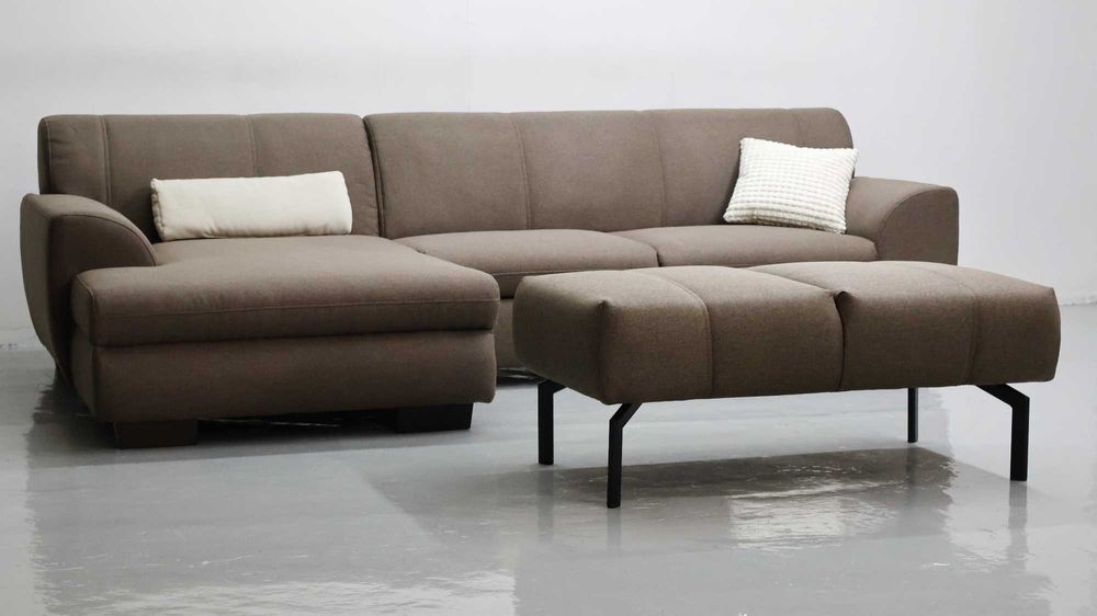 TCE DESIGN NAROŻNIK z funkcją spania PUFA rogówka sofa brązowa tkania