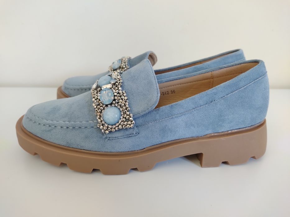 Mocassins Camurça Azul 36