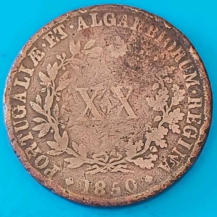 20 Reis Coin of 1850, Queen Maria II