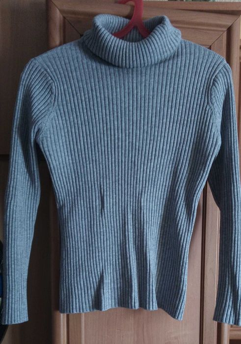 Damski ciepły golf szary S  -  Promocja 2 plus 1 GRATIS.