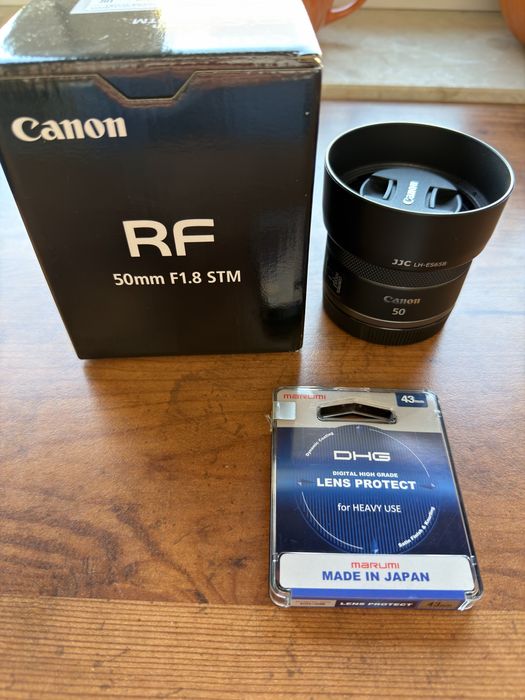 Obiektyw Canon RF 50 mm F1.8 +filtr + oslona