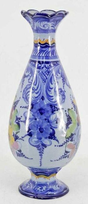 Grande Jarrão em Faiança de Alcobaça pintado à mão em azul e flores 45cm