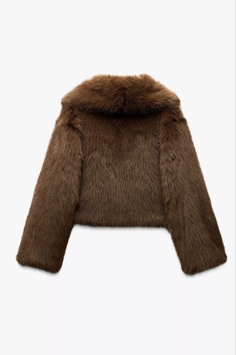 Casaco efeito pelo castanho, zara, novo