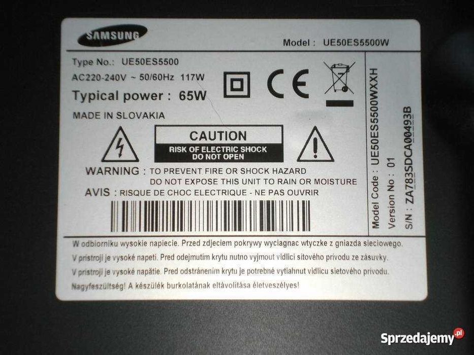 SONY-Samsung-Sharp -UE55H7000-KD 55XF9005- UE55K5600 itp.CAŁE mat.WYSY