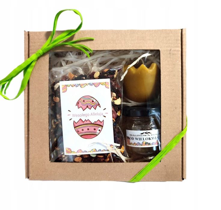 Mały Prezent Wielkanoc Herbata Świeczka Jajko Miód Upominek